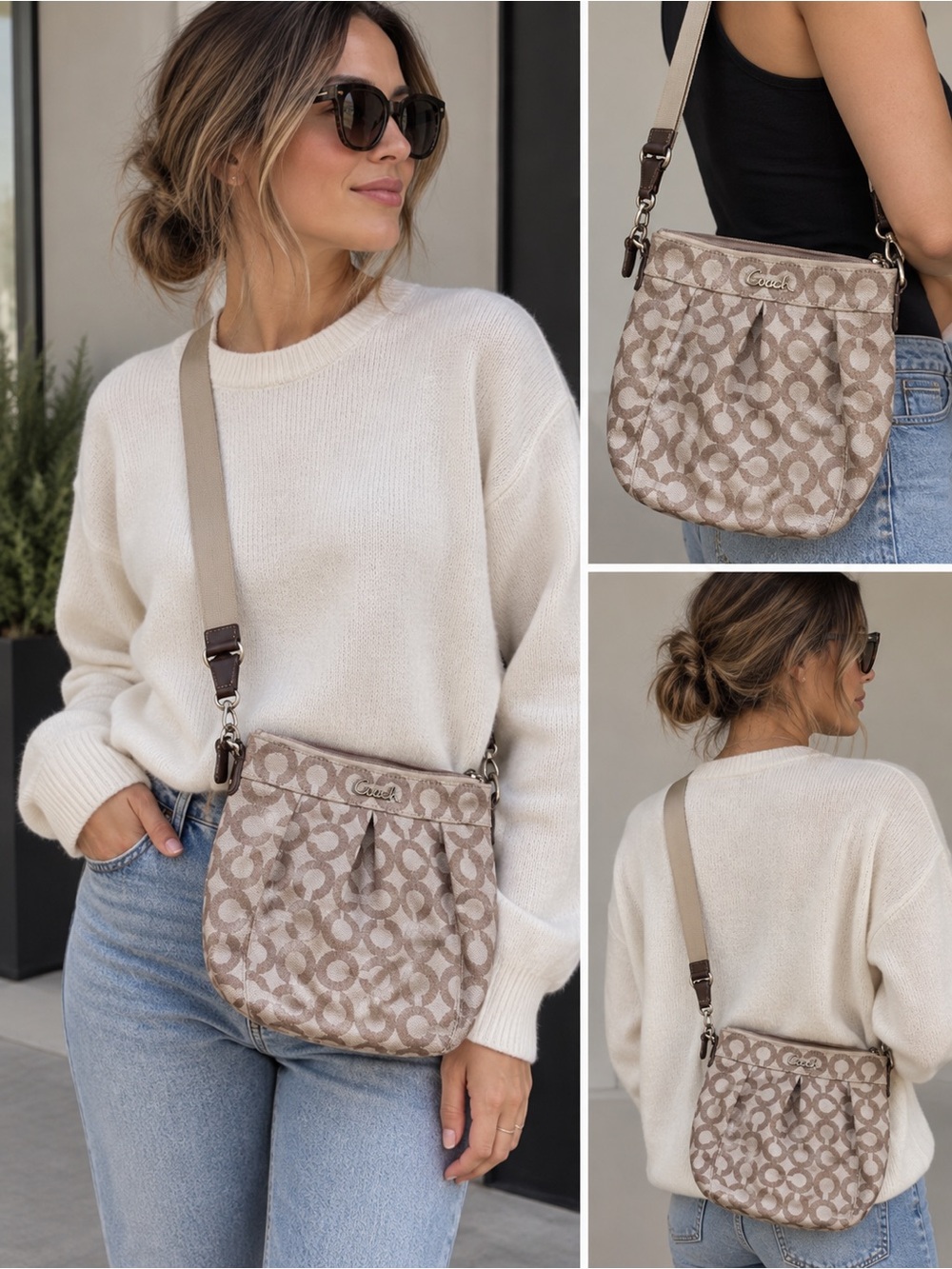 Vintage Coach mini signature crossbody bag in canvas